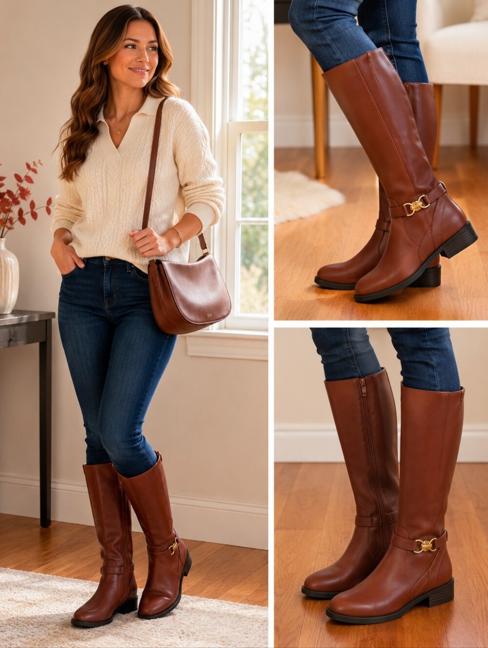 INC International Concepts Cognac Knee High Riding Boots ✨ Size 7
